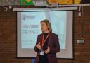 Emma Mills, head teacher at Birchwood High School, leading the first presentation at Gorse Covet Primary School