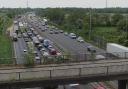 Delays of up to half an hour on the M62 westbound near Birchwood