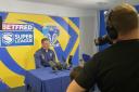 Sam Burgess during his first press conference as Warrington Wolves head coach