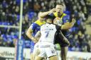 Ben Currie feels for his eye after the head clash which would see Hull FC's Nu Brown controversially sent off