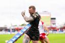 Former Wire winger Josh Charnley shows his frustration as Leigh Leopards are beaten by Hull KR to end their defence of the Challenge Cup