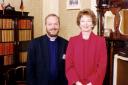 Rev Stephen Kingsnorth at the Town Hall with former Irish president Mary Robinson in 1996