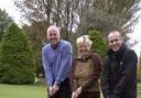 Peter Barrett, from Big Red Events, Alison McCausland, co-founder of The Relationships Centre and Robert Shaw, director of Tailormade, tee off for a successful fundraising extravaganza