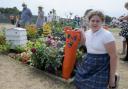Croft Primary School pupil Mia Lonsdale on the allotment at the RHS Tatton Flower Show