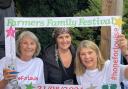 Louise Hulme (centre) with mother Mary (left) and sister Beverley (right) at the farmers festival hosted last year