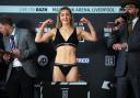 Rhiannon Dixon weighs in ahead of her Commonwealth lightweight title fight against Vicky Wilkinson at M&SBank Arena in Liverpool on Saturday, March 11, 2023. Picture: Mark Robinson Matchroom Boxing
