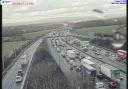 Queues building up on M6 as a result of the incident