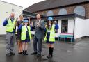 Pictured L to R: L to R: Chris Wood (Selco Trade Sales Manager), Emma Williams (Headteacher), Cllr Steve Wright (Mayor), Year six pupils Karis and Katie