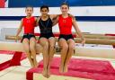 Gymnasts Izabel Donnelly, Ruby Cox and Lily Sewell