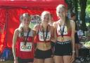 Warrington Athletics Club under 17s women's first team, winners of the Cheshire Road Relays Championships
