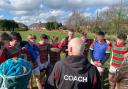 A team talk for Warrington Rugby Union Club under 15s