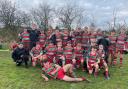 The Warrington RUFC under 14s team after their Lancashire Cup semi-final win over Leigh