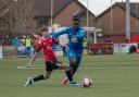 Mo Touray beats the challenge of a Hyde United defender during the 0-0 draw on Saturday