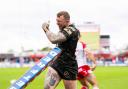 Former Wire winger Josh Charnley shows his frustration as Leigh Leopards are beaten by Hull KR to end their defence of the Challenge Cup