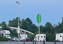 A group of four motorhomes arrived at the site on Saturday, May 18
