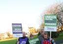 Staff on the picket line outside Warrington Town Hall