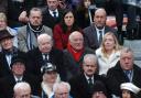 Lord Hoyle and Mike Hall, with scarf, pictured centre at Saturday's event