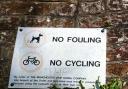 No cycling sign on one of the bridges along the Bridgewater Canal