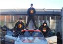 The Dukes of Biohazard, aka Chris Johnson, Craig Daniels and Mark Ryder with their BMW