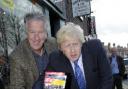 Boris Johnson and David Mowat outside Wild Bikes in Stockton Heath last Wednesday