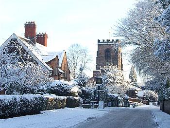 St Wilfrid's Church and the Ram's Head Inn, Grappenhall, picture courtesy of Raymond Cox

