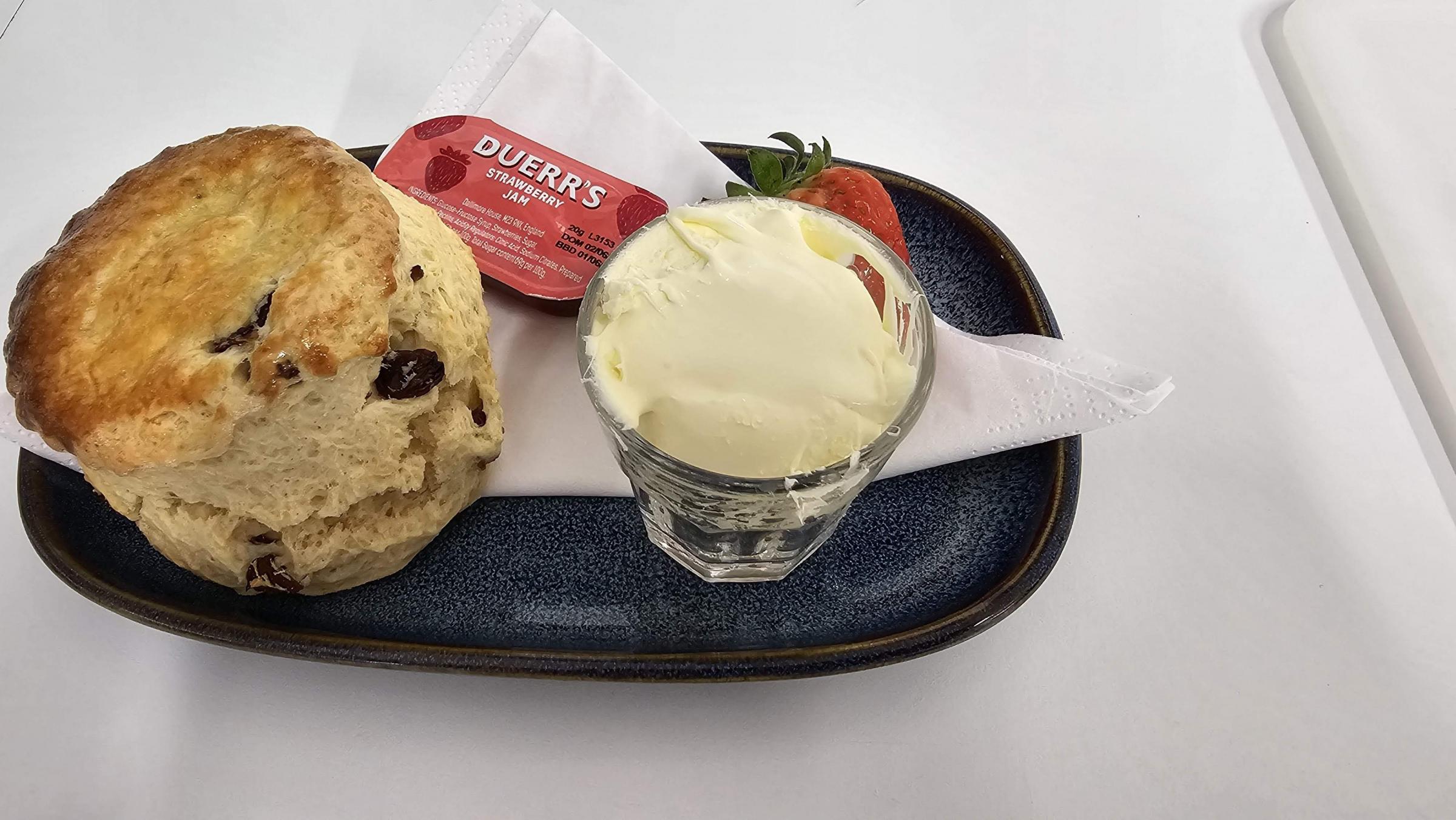 Homemade fruit scones with clotted cream