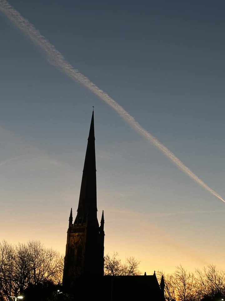 St Elphins spire at sunrise by Zara Booth