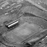 Scene of the 1954 Challenge Cup Final replay at Odsal Stadium, Bradford