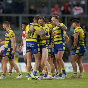 Warrington Wolves celebrate their win against St Helens on June 17, 2021. Picture: SWpix.com