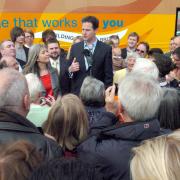 Lib Dem leader Nick Clegg makes triumphant return to Warrington