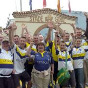 Warrington Wolves supporters arrive at the Stade Aimé Giral