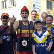 Catalans Dragons and Warrington Wolves fans mix at the Gilbert Brutus Stadium in Perpignan in 2007