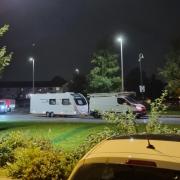 Travellers were spotted moving onto Orford Hub's overflow car park late last night