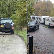 Cheshire Police is reviewing the status of an unauthorised traveller encampment after it was reported that vehicles were using public footpaths