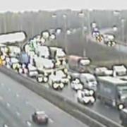 Two lanes on the M56 eastbound are closed following an incident