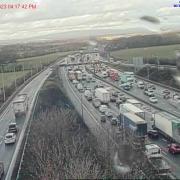 Queues building up on M6 as a result of the incident