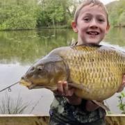 Rowan Brodie with the 17lbs-plus common carp he caught at Rixton Claypits