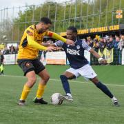 Top scorer Isaac Buckley-Ricketts - seen here in action during Saturday's 0-0 draw at Rushall Olympic - will be a key retention priority for Warrington Town this summer