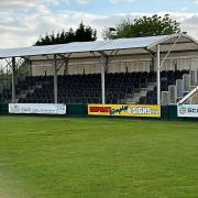 The roof has now been added to Warrington Town's new seated stand