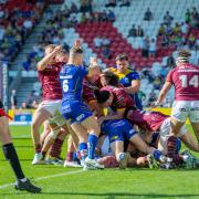 The confrontation between Huddersfield and Warrington players
