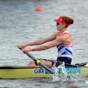 Olivia Whitlam in race mode on Lake Dorney earlier this week. Picture by Jessica Mann