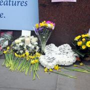 Flowers left on Bridge Street this lunchtime