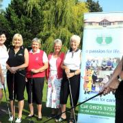 Lady captain Carol Gleave in the foreground, with back from left, Jean Atkinson, Liz Lyon, Barbara Logan, Di Broady, Jackie Booth and Beryl Boucher MBS170914