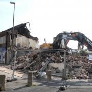 Harrison Square being demolished