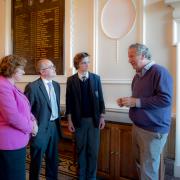 Harry Laing was joined in the Town Hall by MP David Mowat