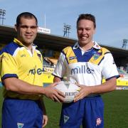 Sid Domic and Matt Rodwell arrive at Wilderspool. Pictures by Mike Boden