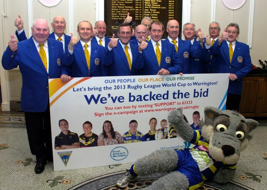 Members of Warrington Male Voice Choir get behind the Rugby League World Cup bid