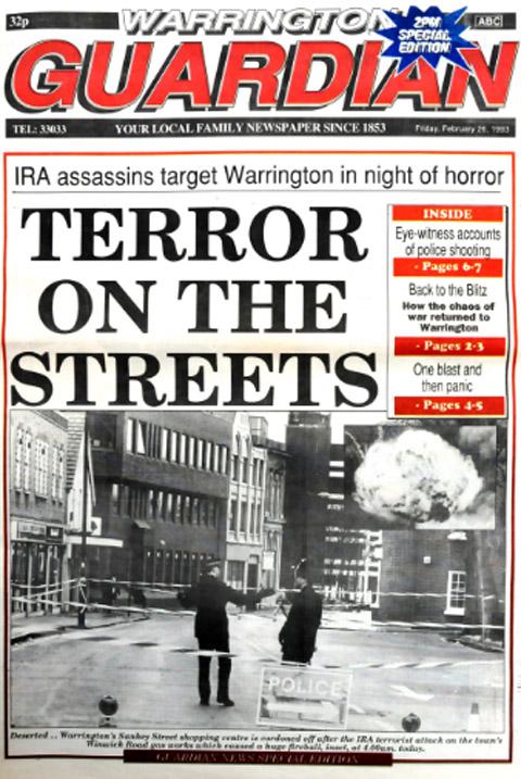 When the IRA first attacked the town by shooting a policeman on Bridge Street, a special edition of the Warrington Guardian was rushed out on the Friday morning with all the updates - within 12 hours of it happening 