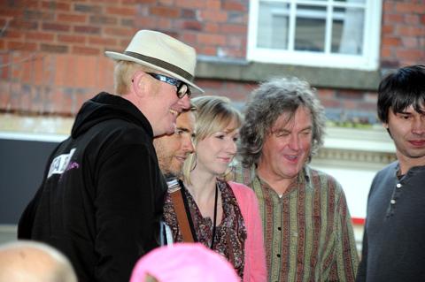 Chris Evans, Gary Barlow, Hayley Smith from the Warrington Guardian and James May