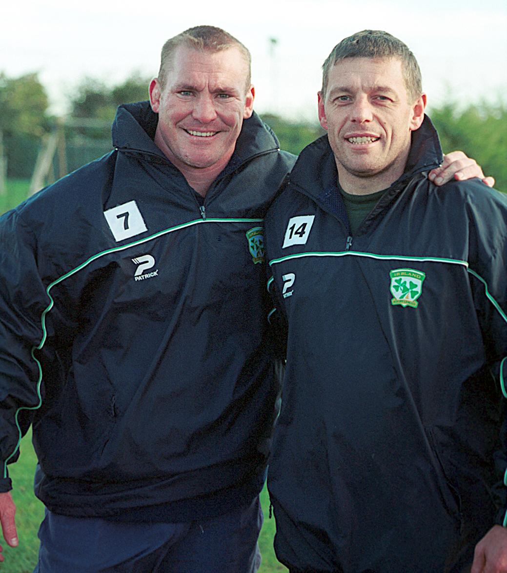 Mark Forster and Ireland squadmate Kevin Campion in Dublin, 2000